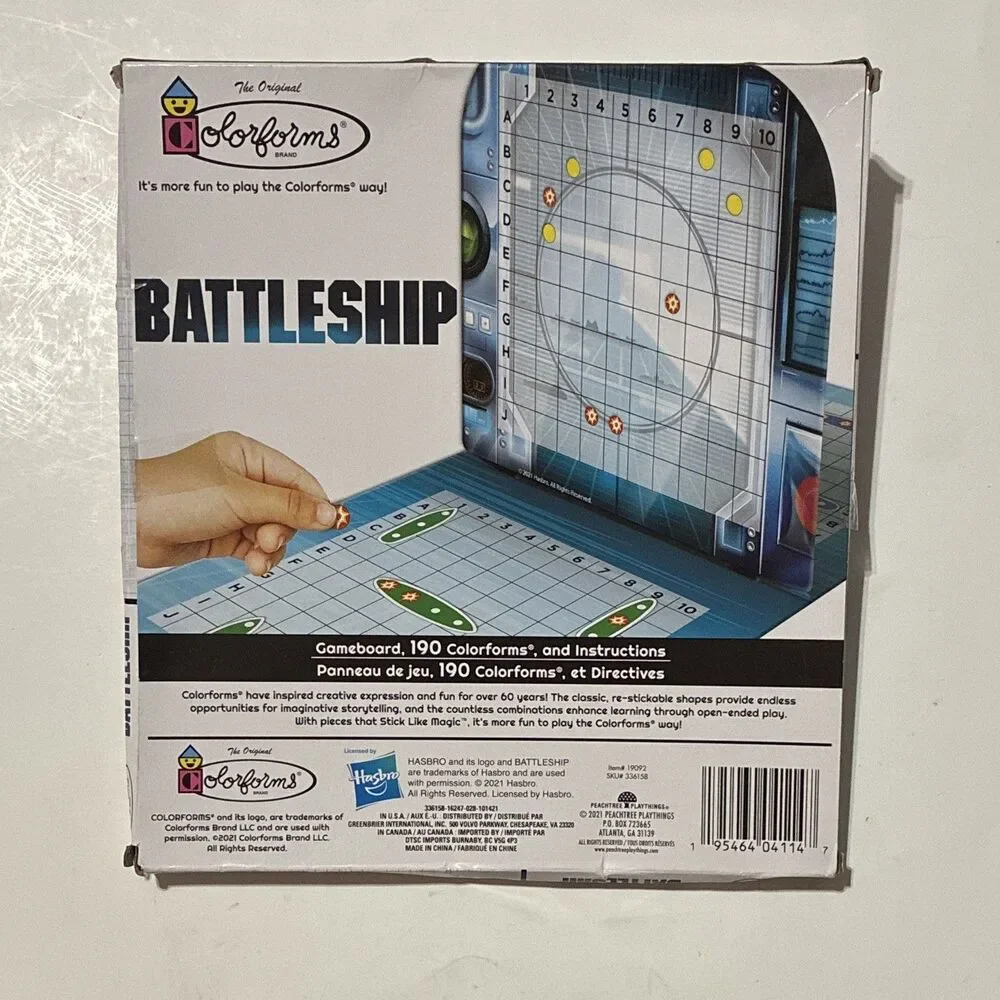 Colorforms Battleship Game 2021 Complete Unused 190 Pieces Hasbro